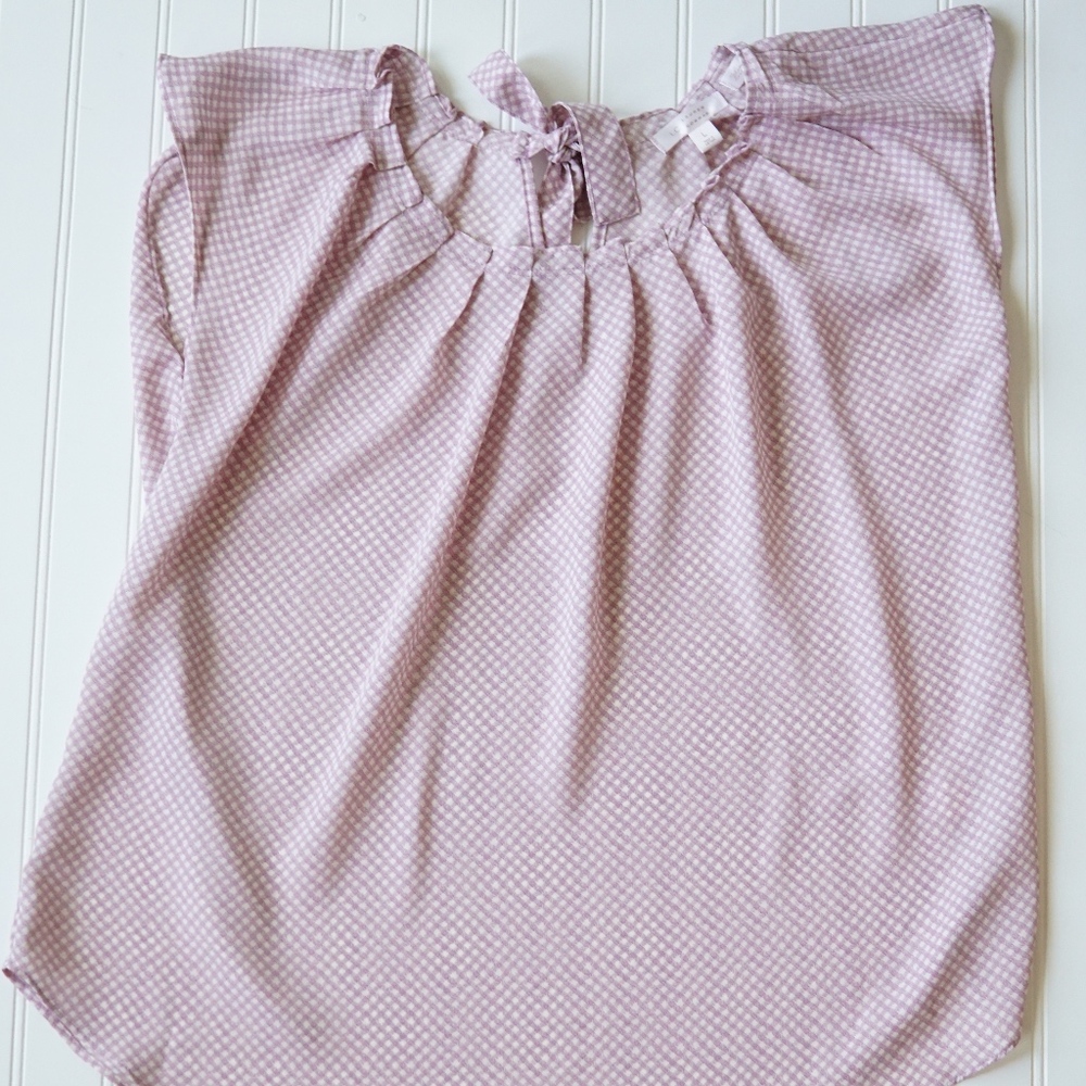 NWOT LC Lauren Conrad Gingham Blouse with Bow Sz L